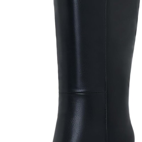 Knee High Boots for Women Faux Leather Wide Calf Tall Shoes with Zipper - Picture 1 of 5